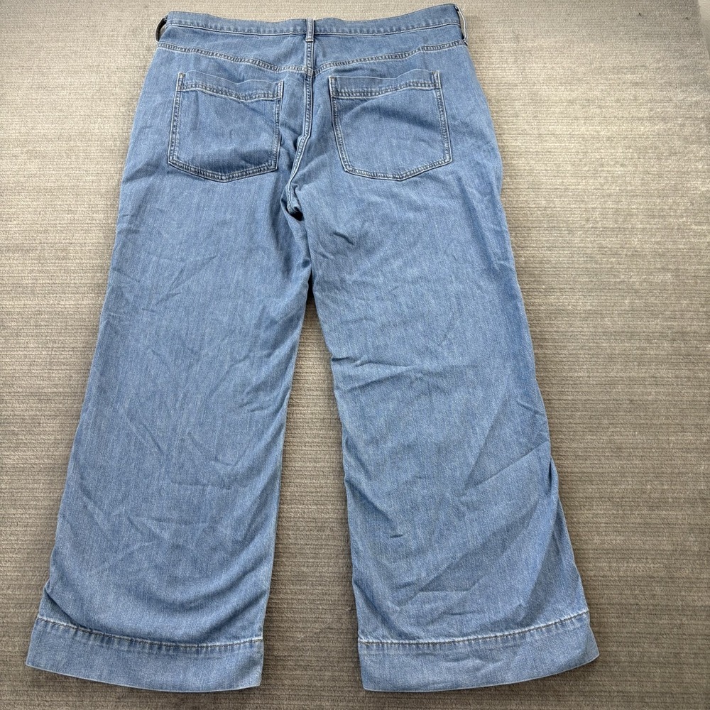 J Crew Denim Trouser Jean Womens 33P Blue Wide Leg Casual Stretch - Picture 2 of 11
